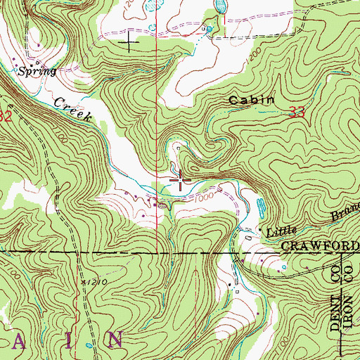 Topographic Map of Cabin Hollow, MO