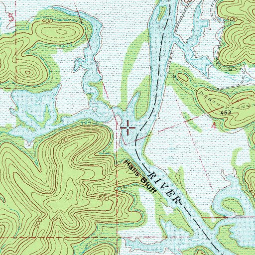 Topographic Map of Caldwell Creek, MO