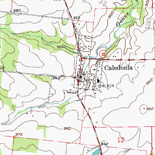 Topographic Map of Caledonia, MO