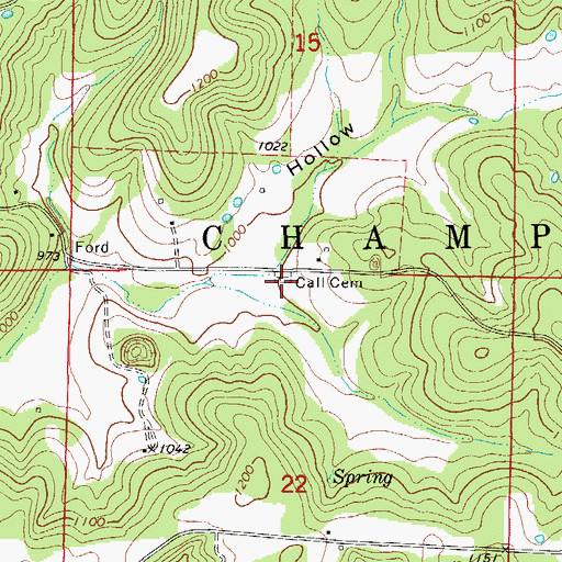 Topographic Map of Call Cemetery, MO