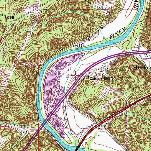Topographic Map of Calvary Church, MO