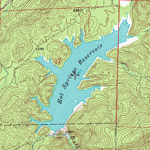 Topographic Map of Hot Springs Reservoir, AR