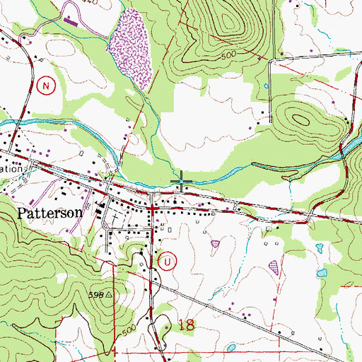 Topographic Map of Camp Creek, MO