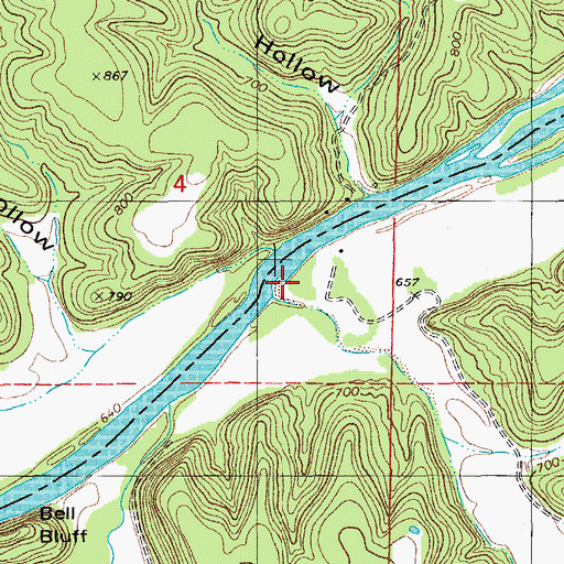 Topographic Map of Camp Creek, MO