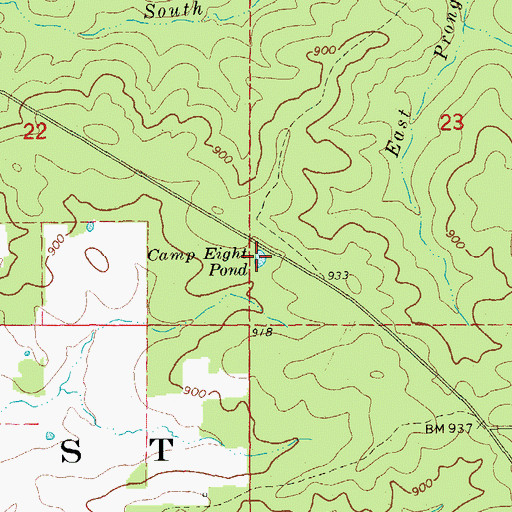 Topographic Map of Camp Eight Pond, MO