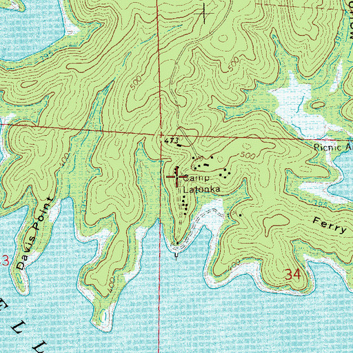 Topographic Map of Camp Latonka, MO