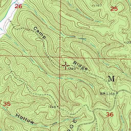 Topographic Map of Camp Ridge, MO