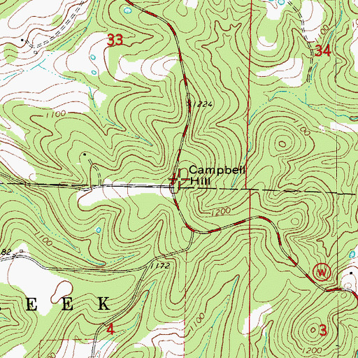 Topographic Map of Campbell Hill, MO