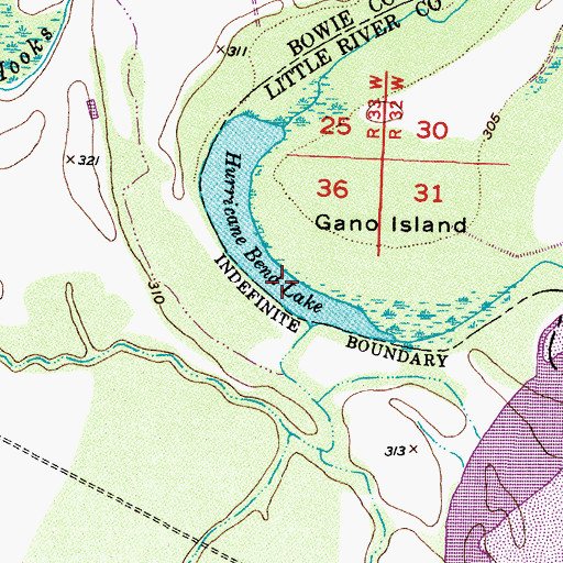 Topographic Map of Hurricane Bend Lake, AR