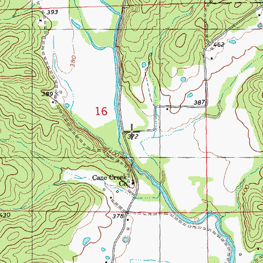 Topographic Map of Cane Creek School (historical), MO