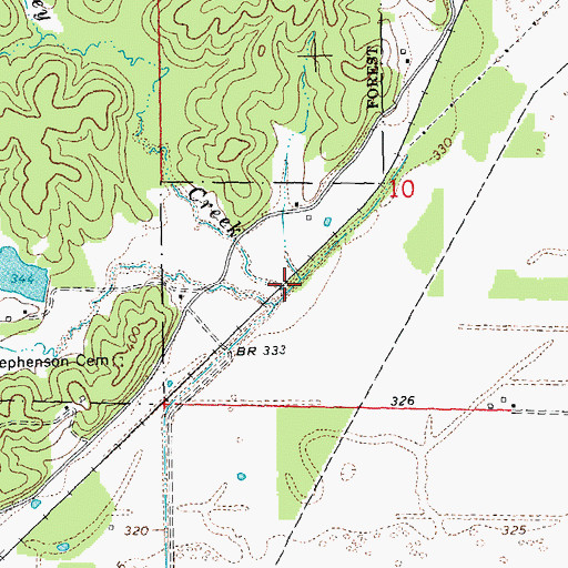 Topographic Map of Caney Creek, MO