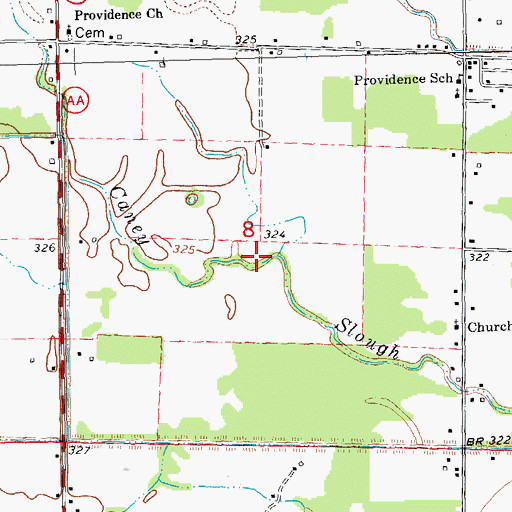 Topographic Map of Caney Slough, MO