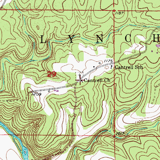 Topographic Map of Cantrell Church, MO