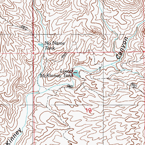 Topographic Map of Lower McKinney Tank, AZ