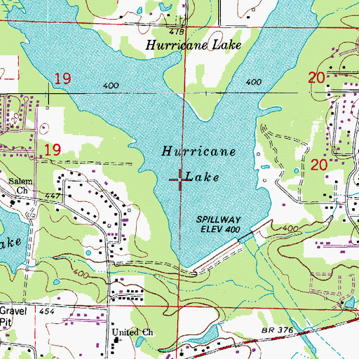 Topographic Map of Hurricane Lake, AR