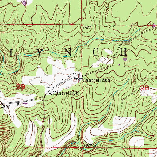 Topographic Map of Cantrell School, MO