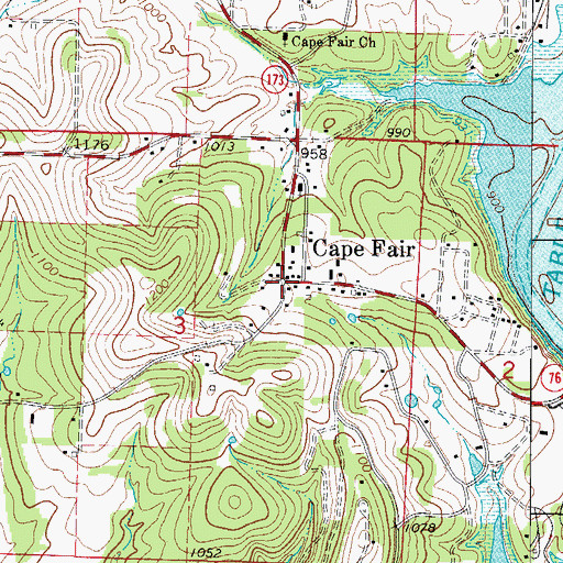 Topographic Map of Cape Fair, MO