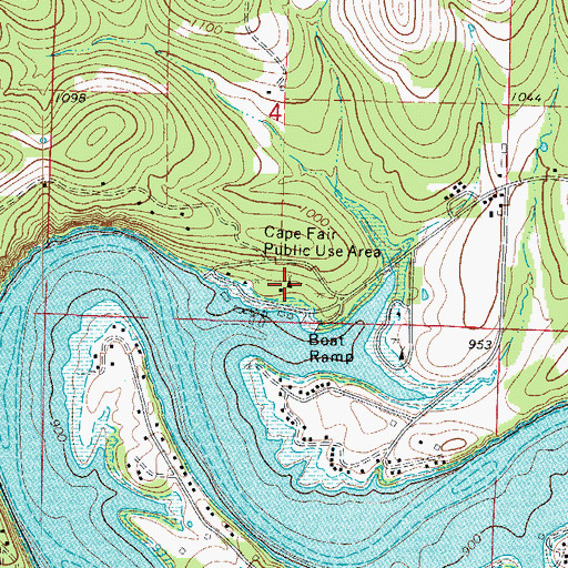 Topographic Map of Cape Fair Public Use Area, MO