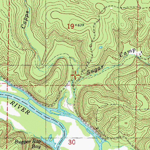 Topographic Map of Capps Creek, MO