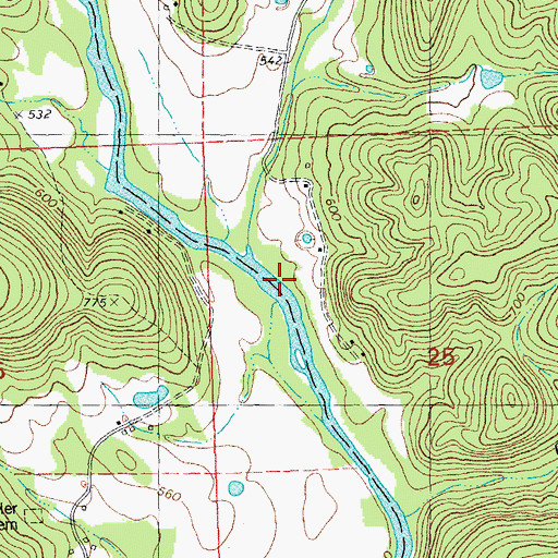 Topographic Map of Captain Creek, MO