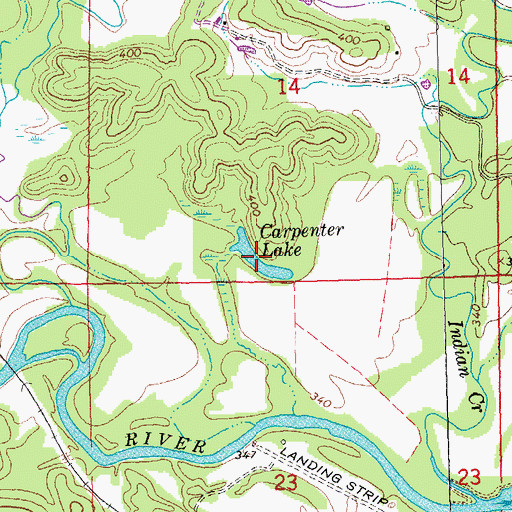 Topographic Map of Carpenter Lake, MO