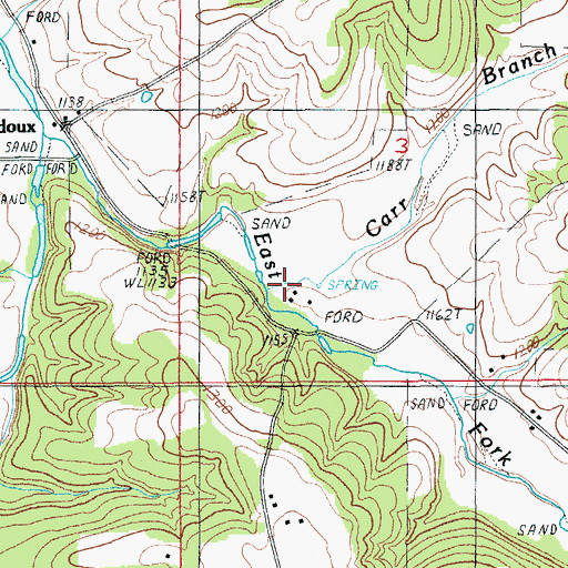 Topographic Map of Carr Branch, MO