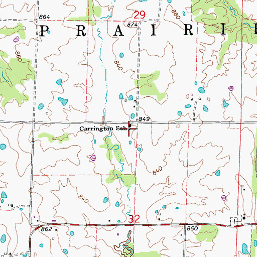 Topographic Map of Carrington School (historical), MO