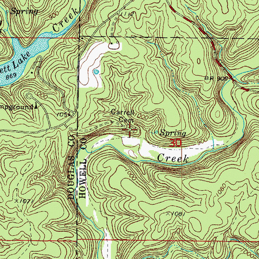 Topographic Map of Carroll Cemetery, MO