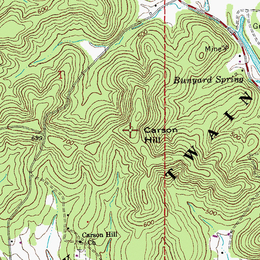 Topographic Map of Carson Hill, MO