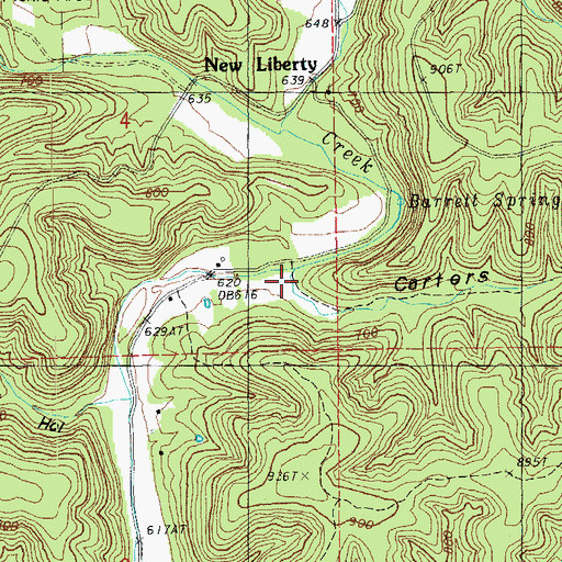 Topographic Map of Carters Shop Hollow, MO