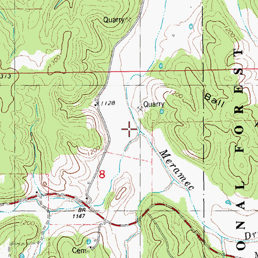 Topographic Map of Carty Branch, MO