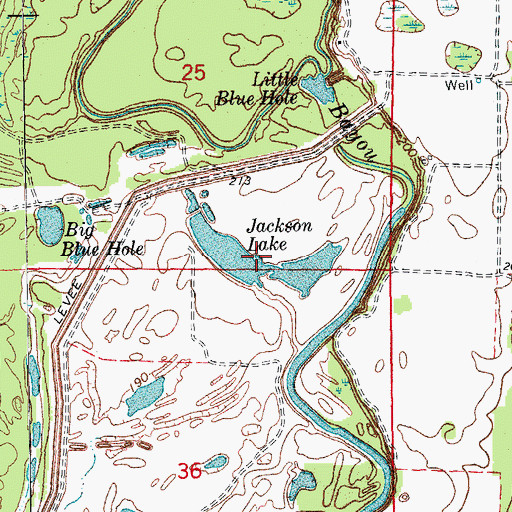 Topographic Map of Jackson Lake, AR