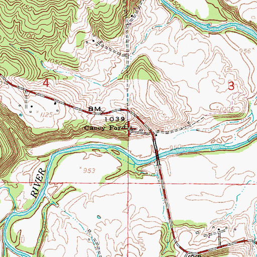 Topographic Map of Casey Ford, MO