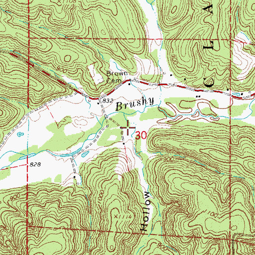 Topographic Map of Cash Hollow, MO