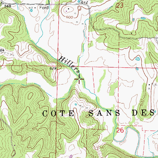Topographic Map of Cason Branch, MO