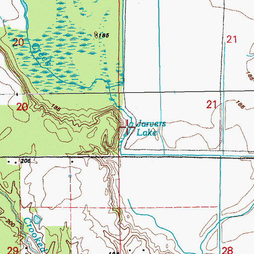 Topographic Map of Jarvers Lake, AR