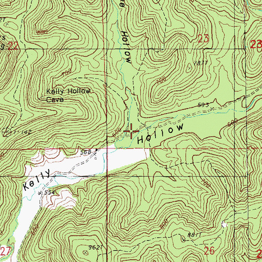 Topographic Map of Cave Hollow, MO