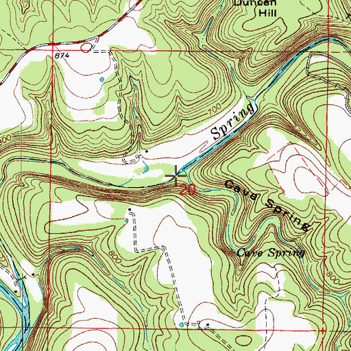 Topographic Map of Cave Spring Hollow, MO