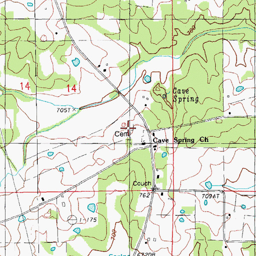Topographic Map of Cave Spring School (historical), MO