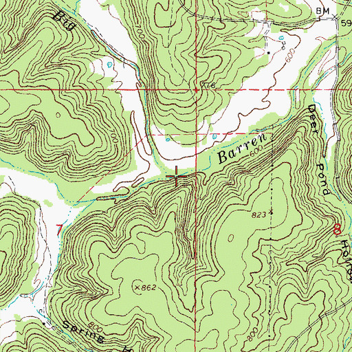 Topographic Map of Cedar Bluff Creek, MO