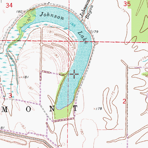 Topographic Map of Johnson Lake, AR