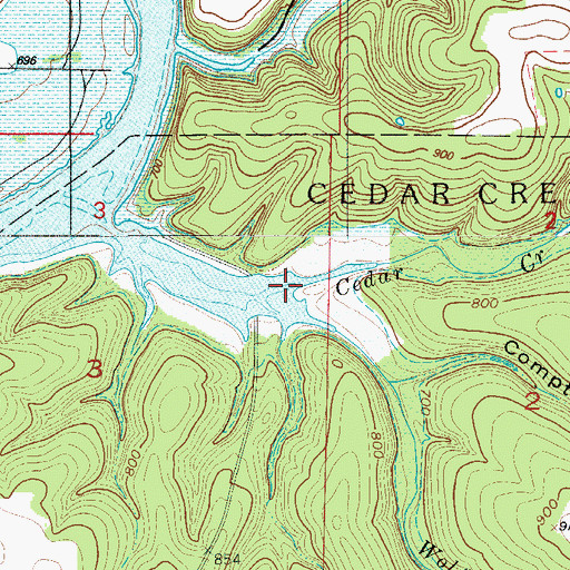 Topographic Map of Cedar Creek, MO