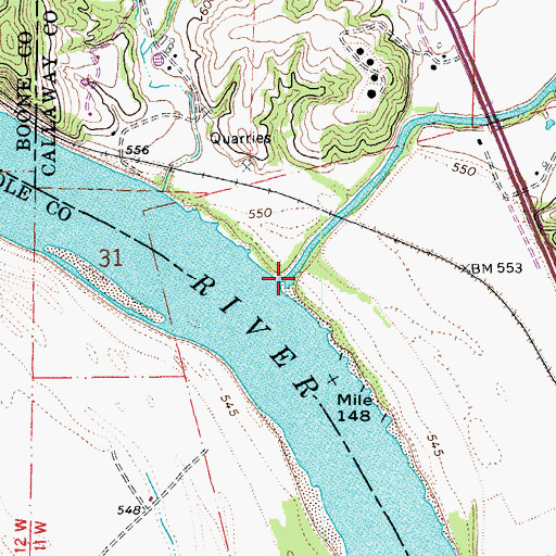 Topographic Map of Cedar Creek, MO