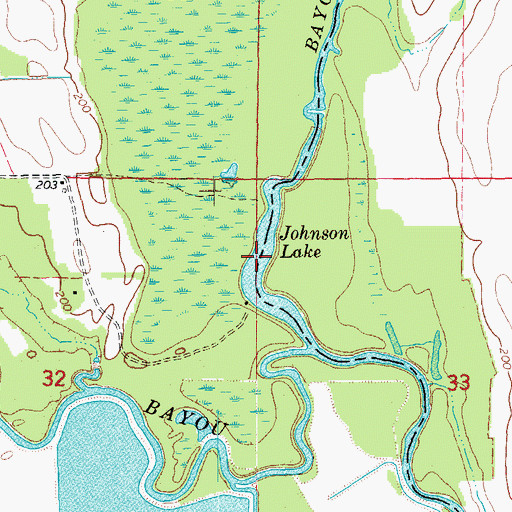 Topographic Map of Johnson Lake, AR