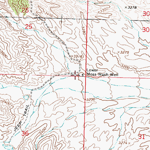 Topographic Map of Lower Moss Wash Well, AZ