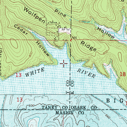 Topographic Map of Cedar Hollow, MO