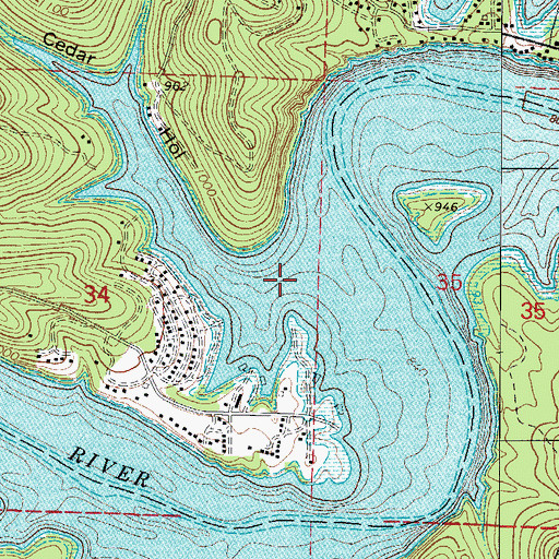 Topographic Map of Cedar Hollow, MO