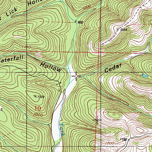 Topographic Map of Cedar Hollow, MO