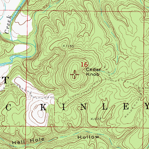 Topographic Map of Cedar Knob, MO