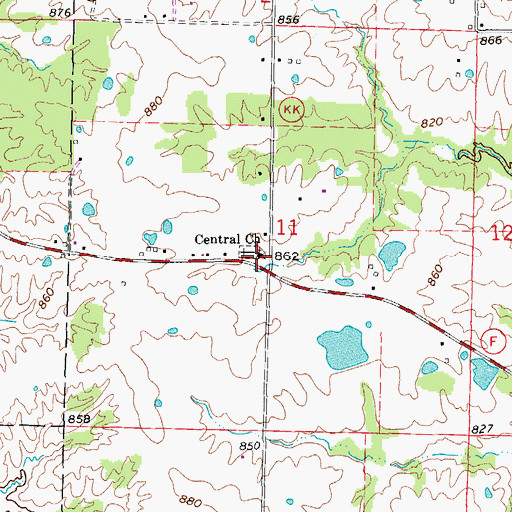 Topographic Map of Central Church, MO